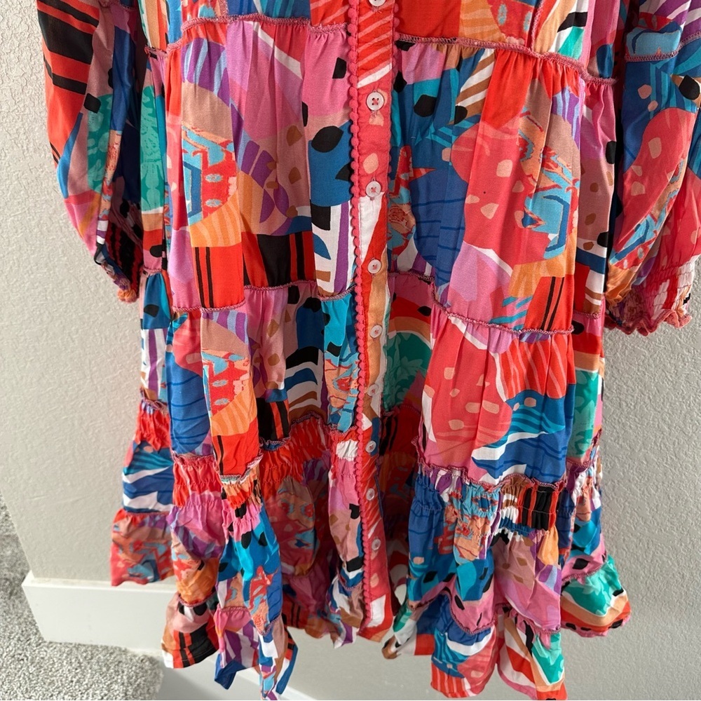 Tolani nwt tiered color block button up dress NWT - image 3